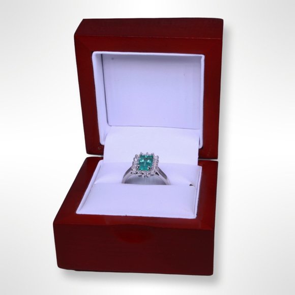 New Colombian Emerald Engagement Ring (1,65 carats with 18K white gold - Picture 7 of 9